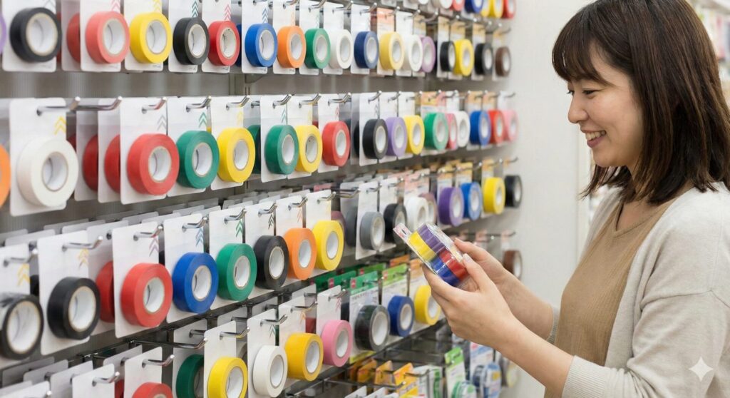 ビニールテープはダイソーなど100均の売り場には種類が豊富