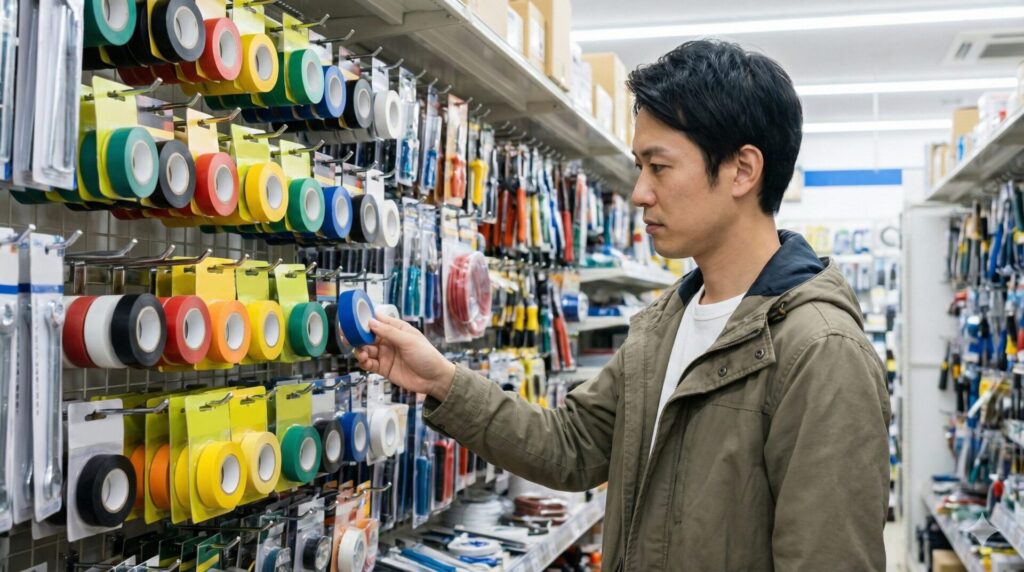 ビニールテープは確実なのはホームセンターの工具や文具コーナー