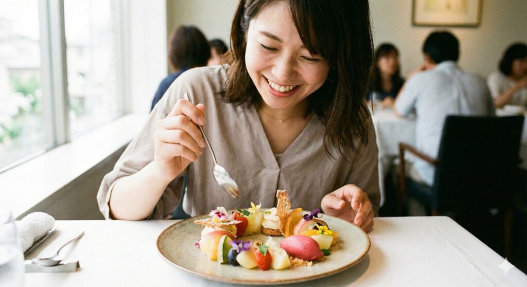 レストランで楽しむ皿盛りデザート