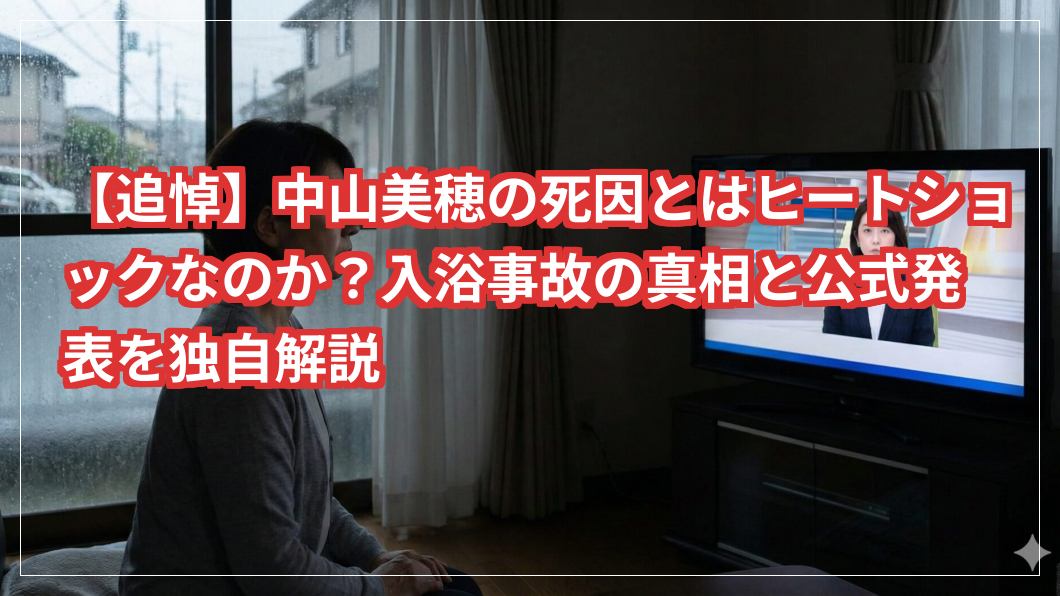 【追悼】中山美穂の死因とはヒートショックなのか？入浴事故の真相と公式発表を独自解説