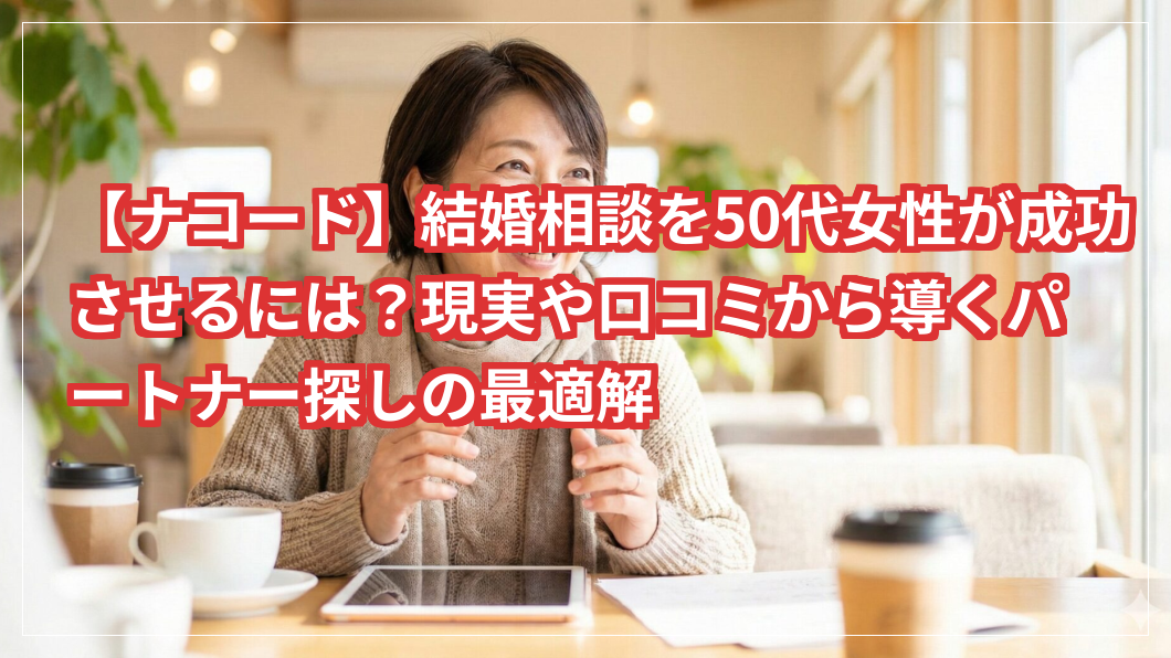 【ナコード】結婚相談を50代女性が成功させるには？現実や口コミから導くパートナー探しの最適解